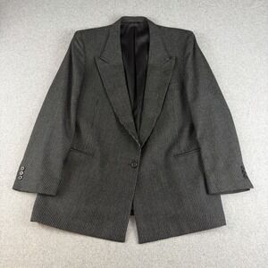 Vintage Givenchy Monsieur Dotted Stripe Blazer Black Gray USA Womens ~L 14-16